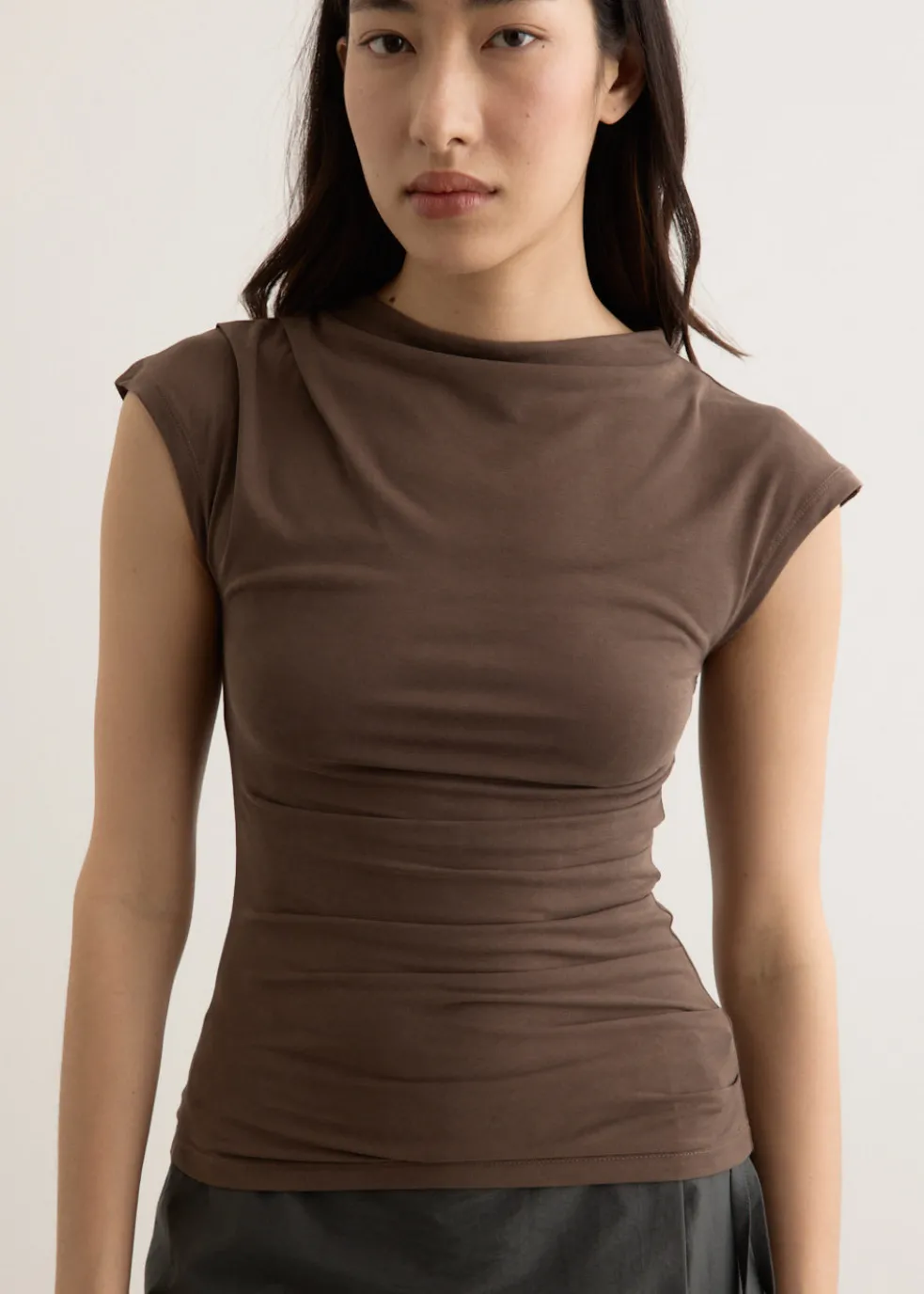 Agent Cap Sleeve Gathered Top