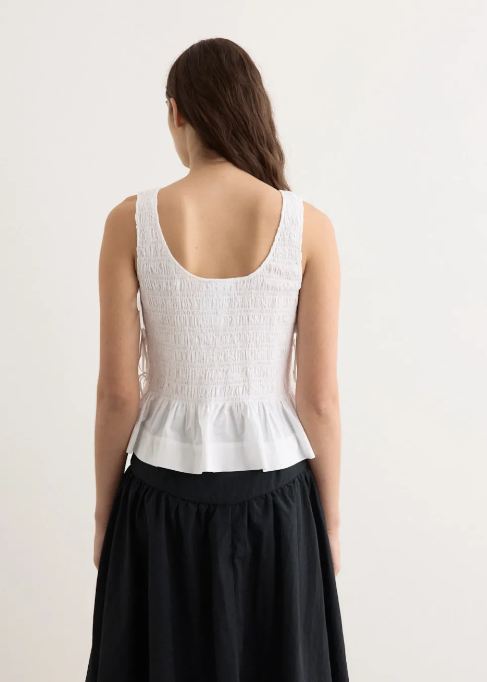 Cotton Poplin Smock Tie String Top