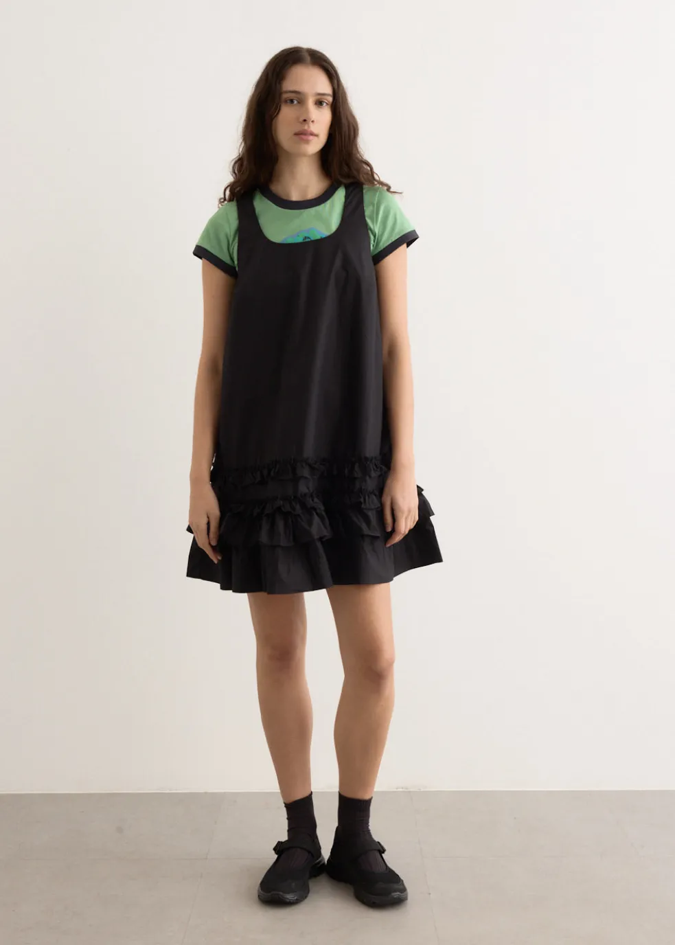 Cotton Poplin U-Neck Mini Dress