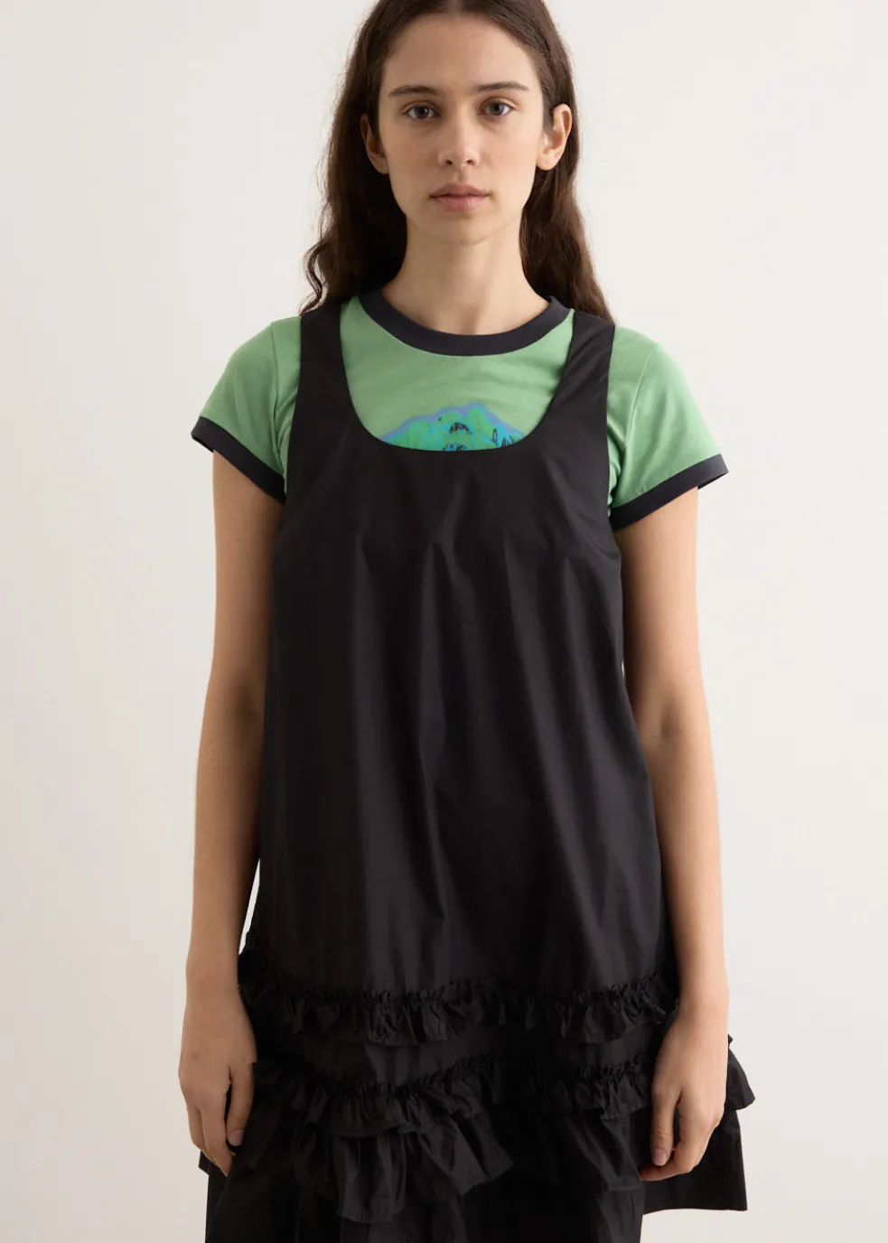 Cotton Poplin U-Neck Mini Dress