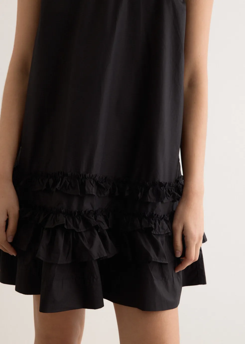 Cotton Poplin U-Neck Mini Dress