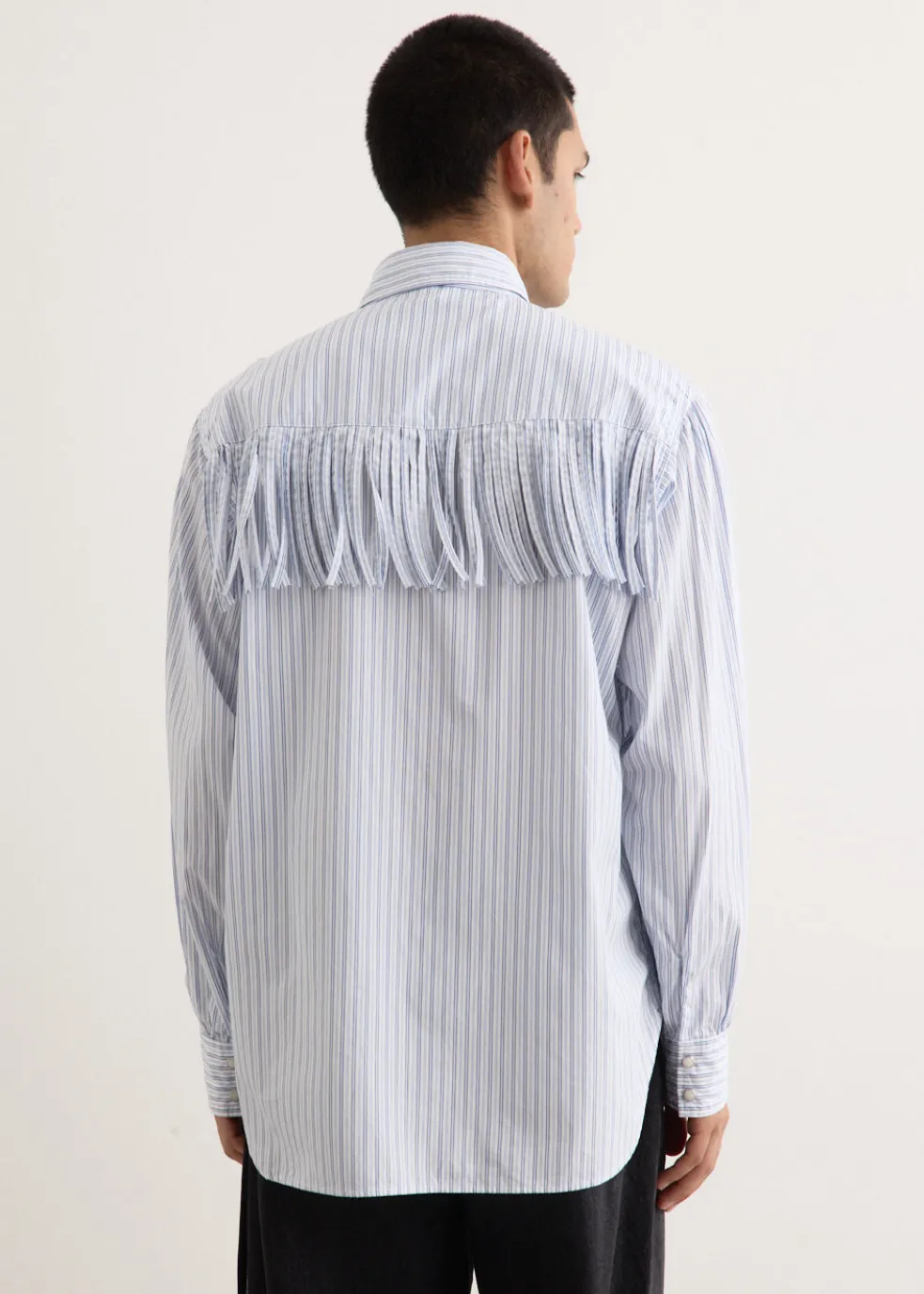 Cotton Stripe Fringe Husky Western Shirt