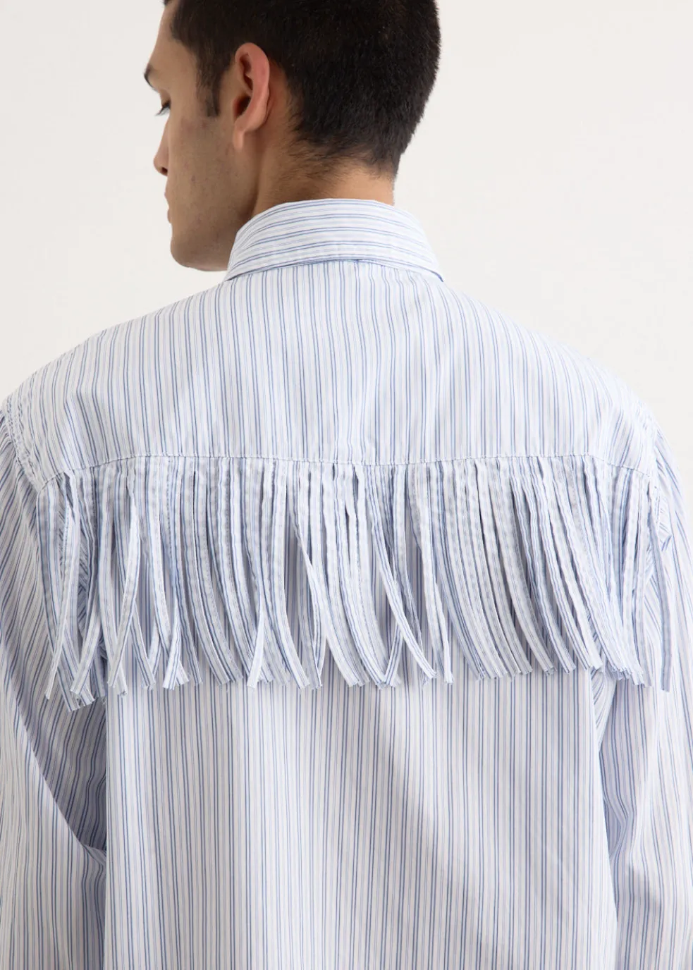 Cotton Stripe Fringe Husky Western Shirt
