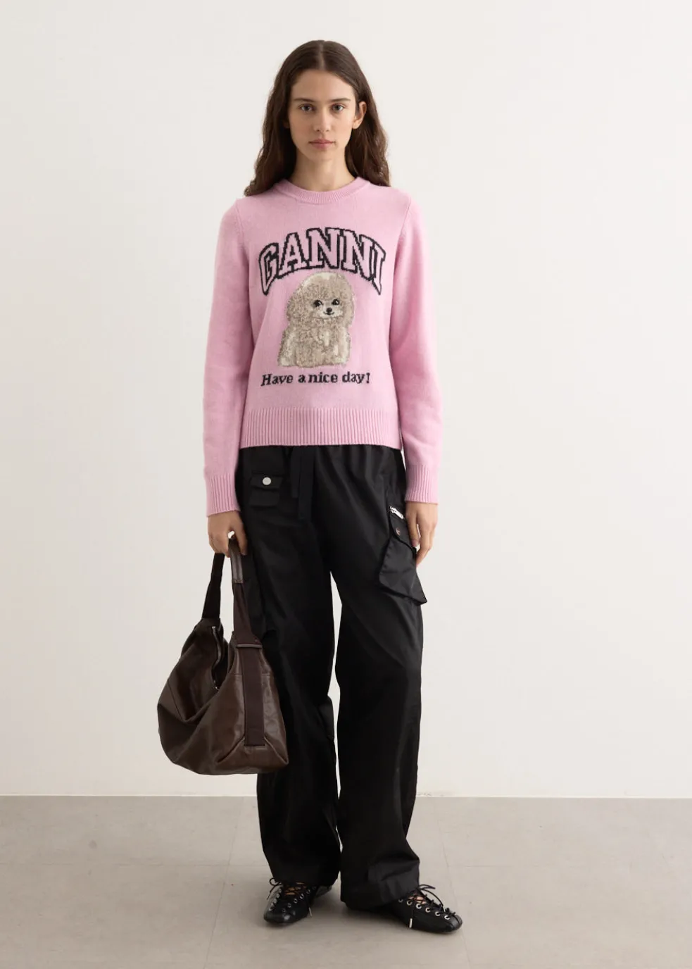 Graphic Wool Mix Poodle Crewneck