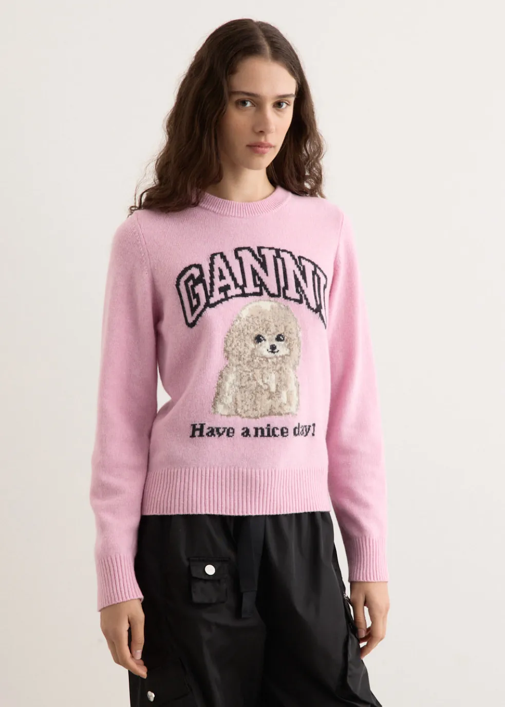 Graphic Wool Mix Poodle Crewneck