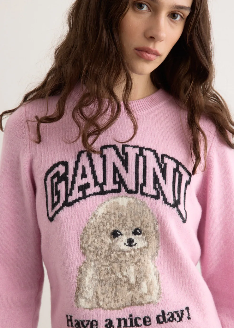 Graphic Wool Mix Poodle Crewneck