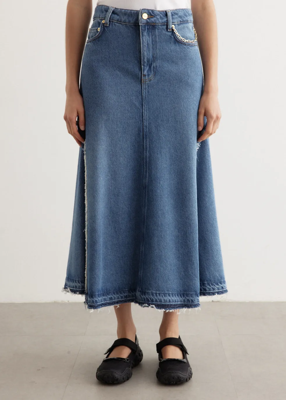 Heavy Denim Midi Skirt