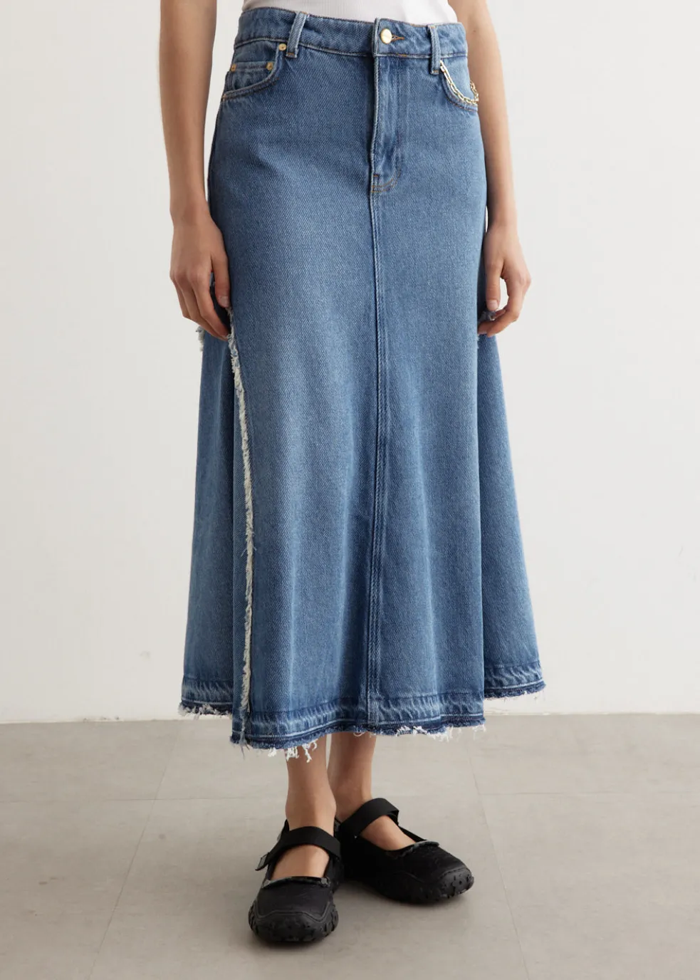 Heavy Denim Midi Skirt