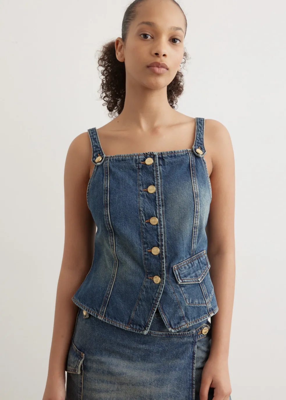 Heavy Washed Denim Top