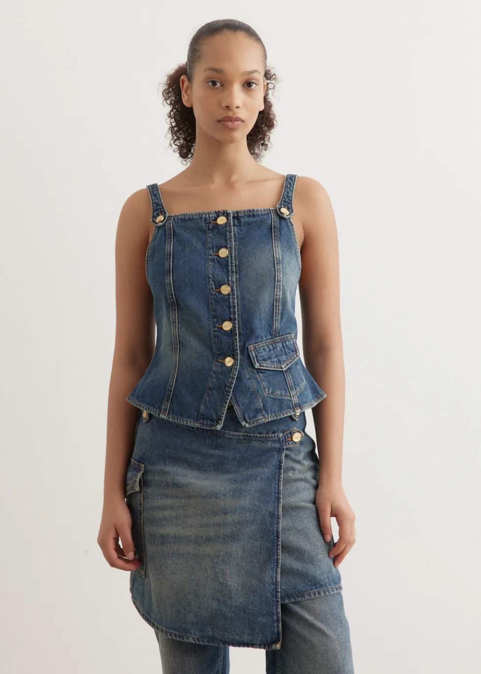 Heavy Washed Denim Top