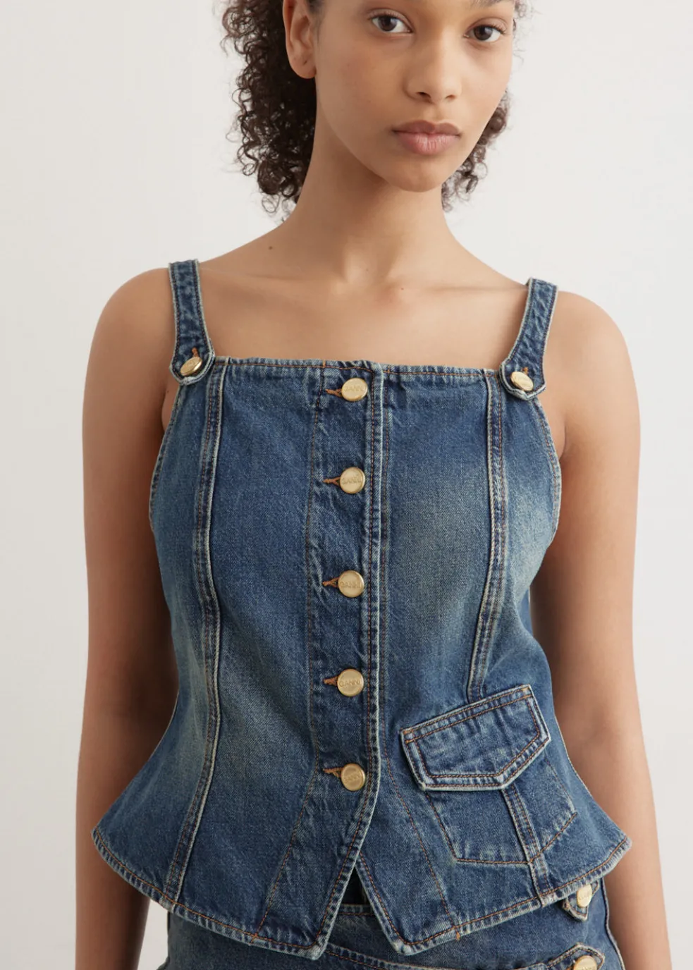 Heavy Washed Denim Top
