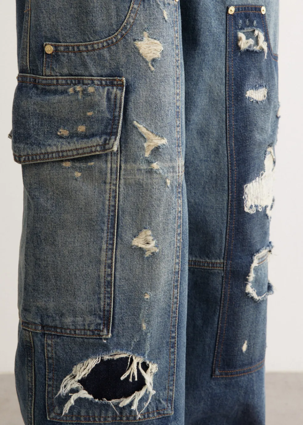 Heavy Washed Denim Carpenter Jeans