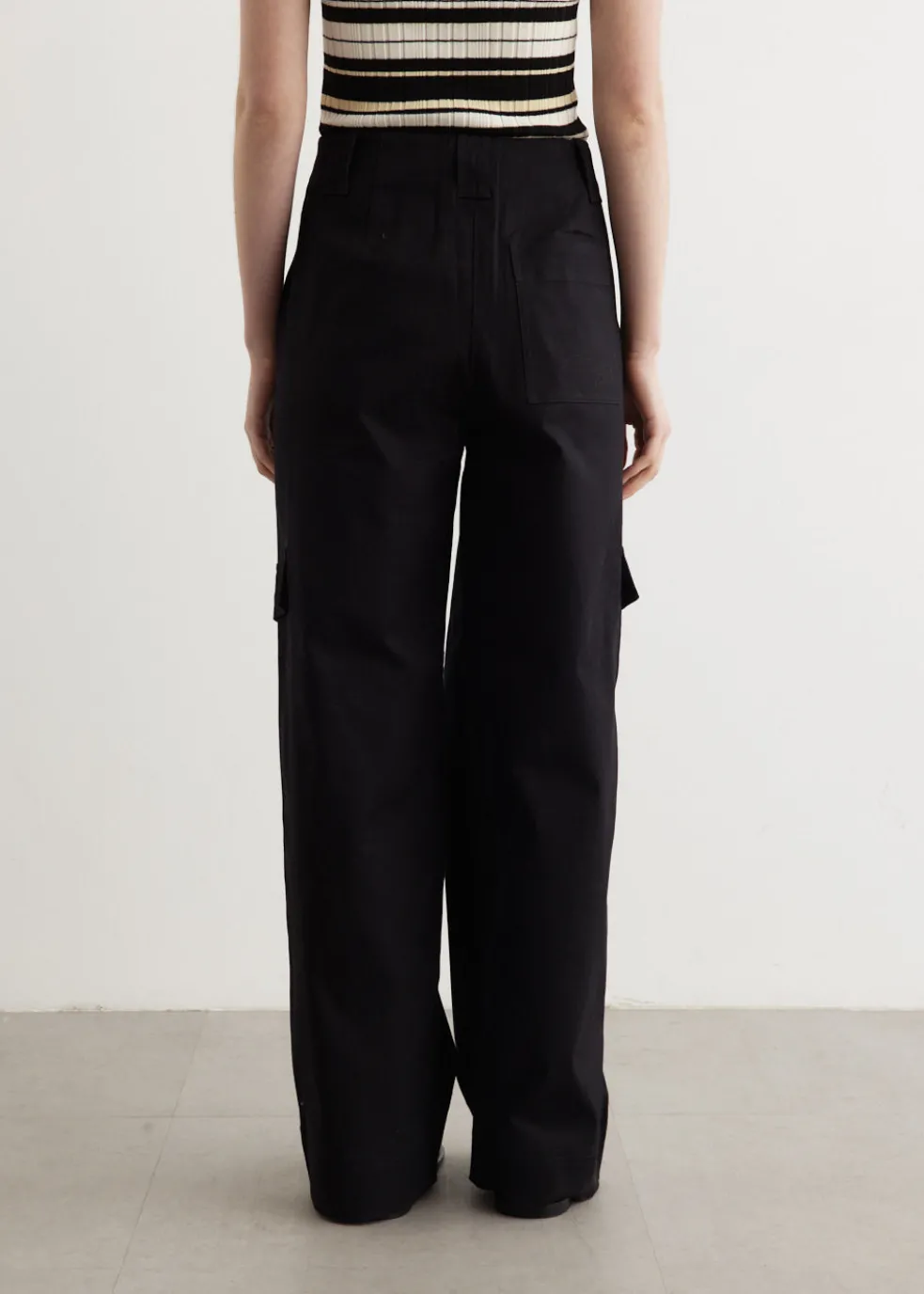 Herringbone Canvas Mid Waist Pants