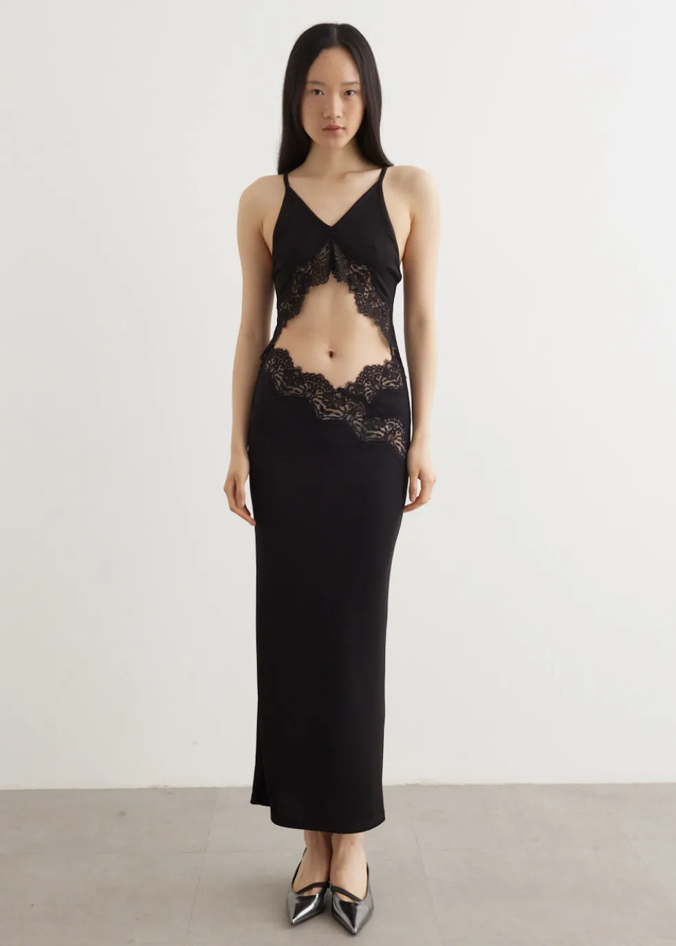 Lace Insert Halter Dress