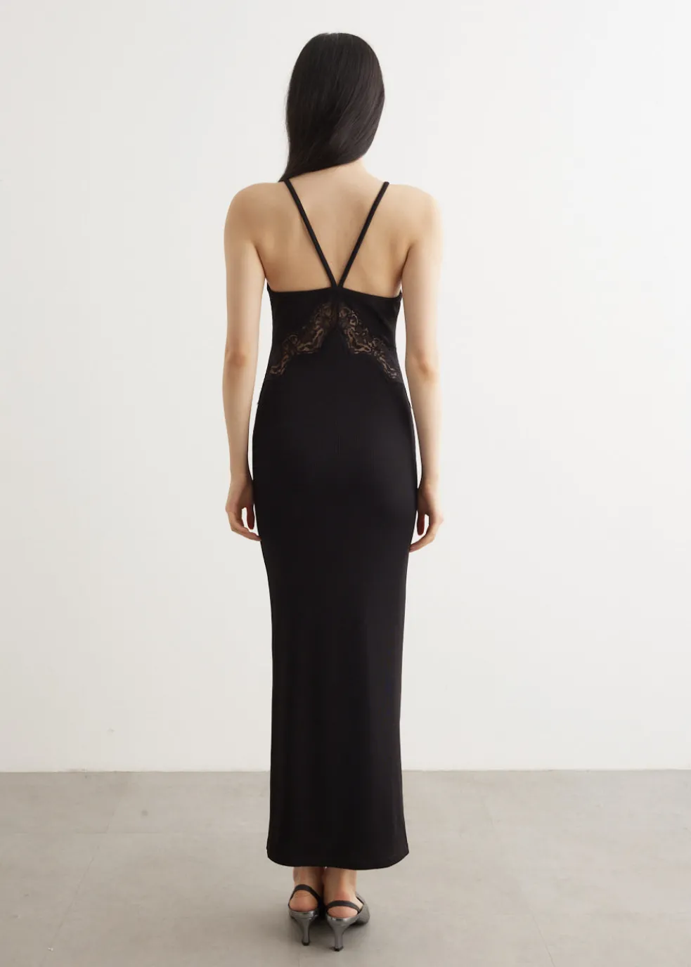 Lace Insert Halter Dress