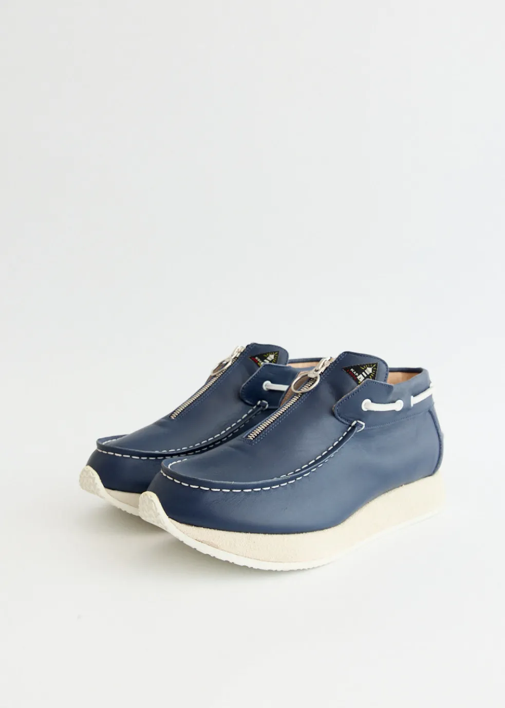 Leather Zip Deck Sneakers