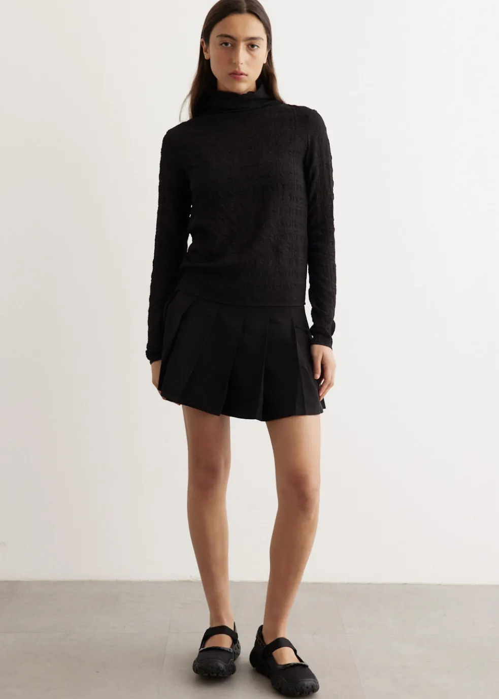 Light Twill Pleated Mini Skirt