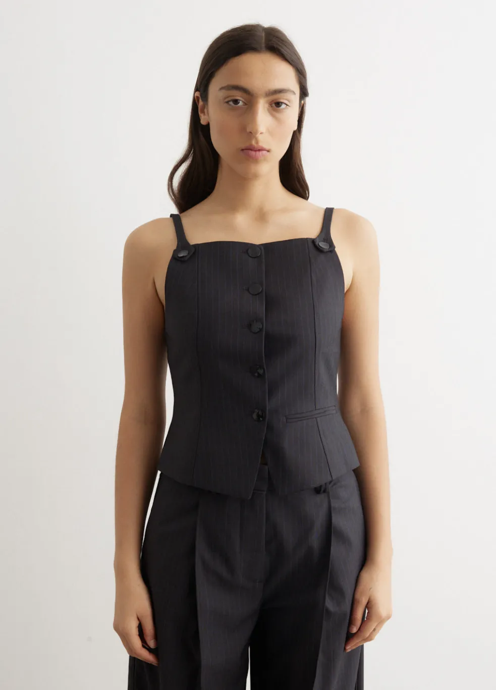 Melange Stripe Suiting Vest Top