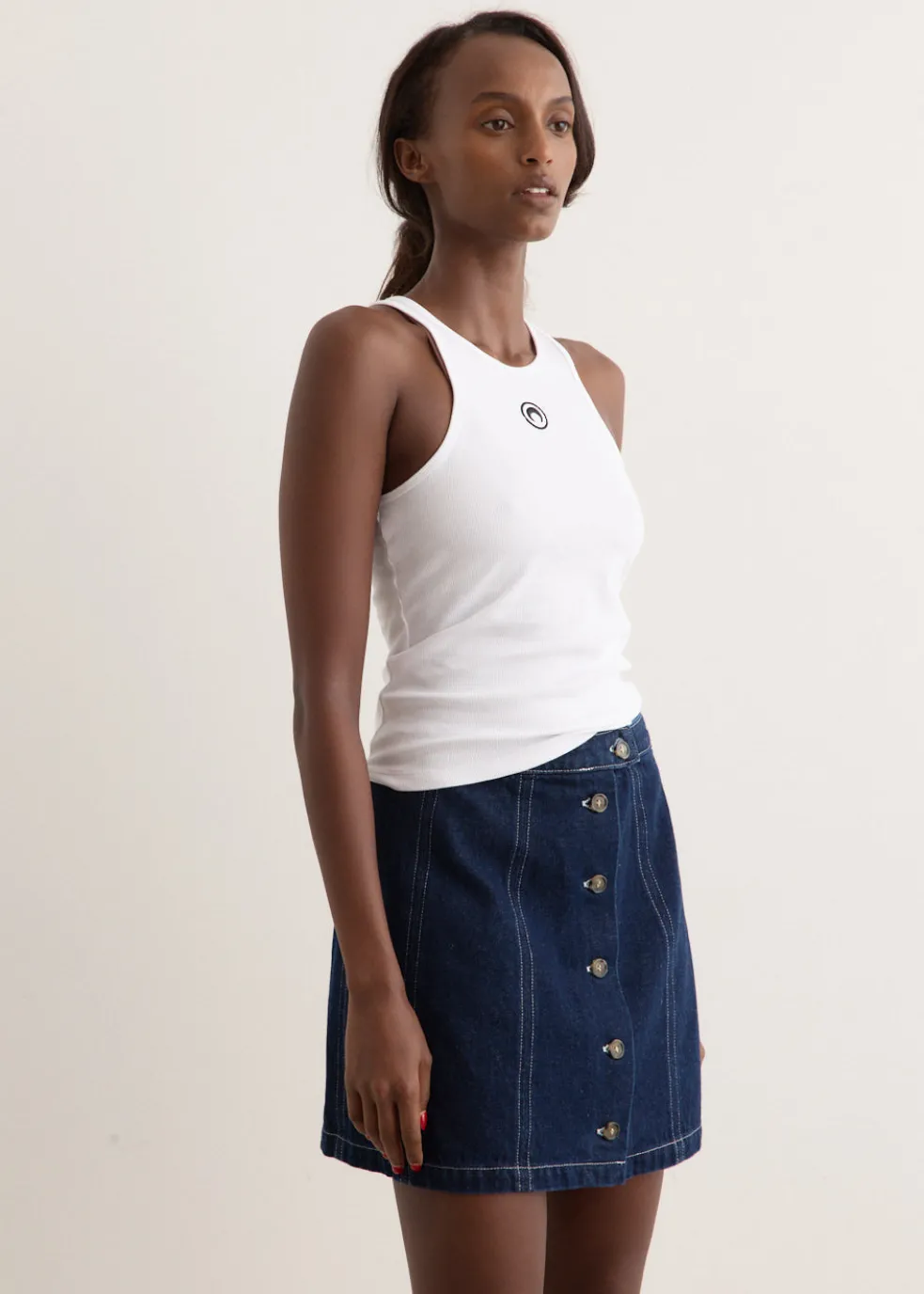 Moon Logo Ribbed Jersey Tank Top