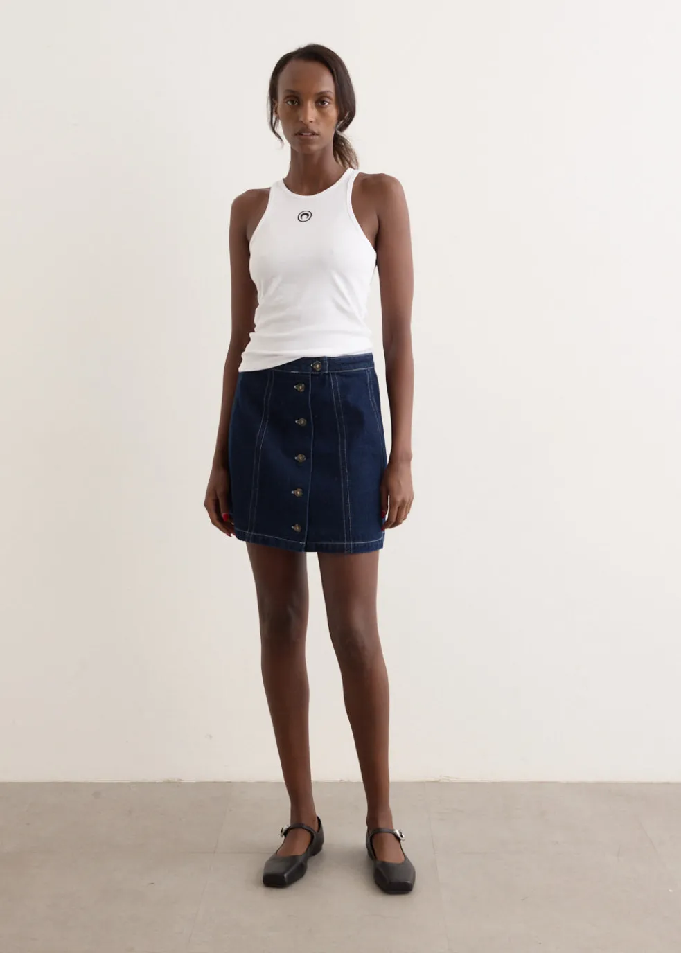 Moon Logo Ribbed Jersey Tank Top