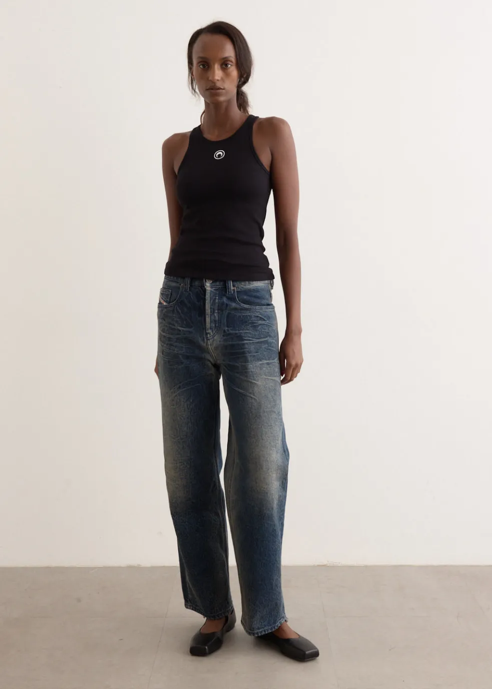 Moon Logo Ribbed Jersey Tank Top