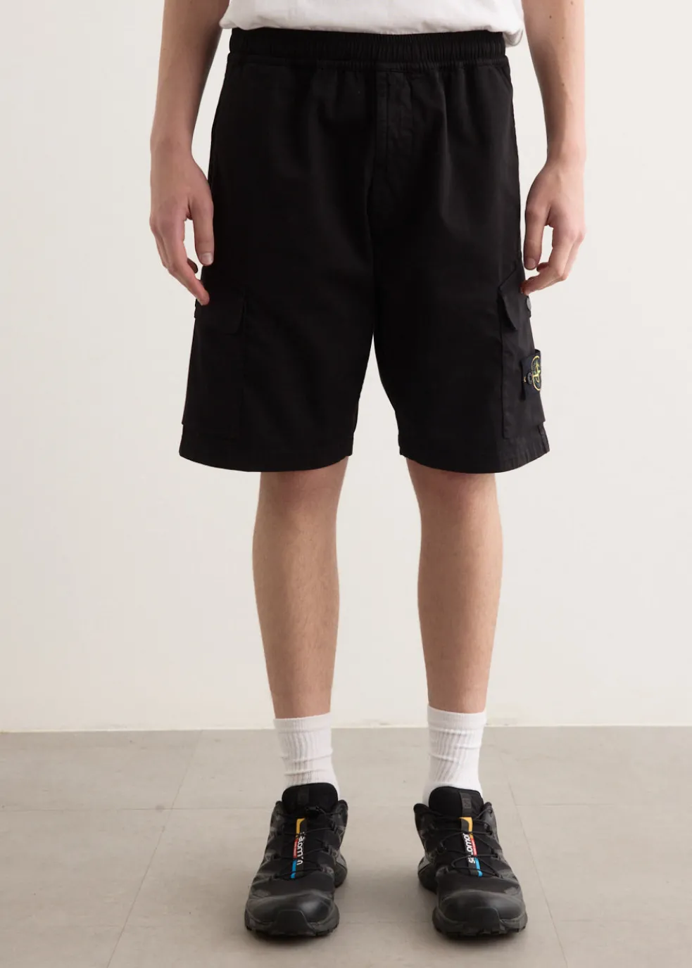 Organic Stretch Cotton Satin Cargo Shorts