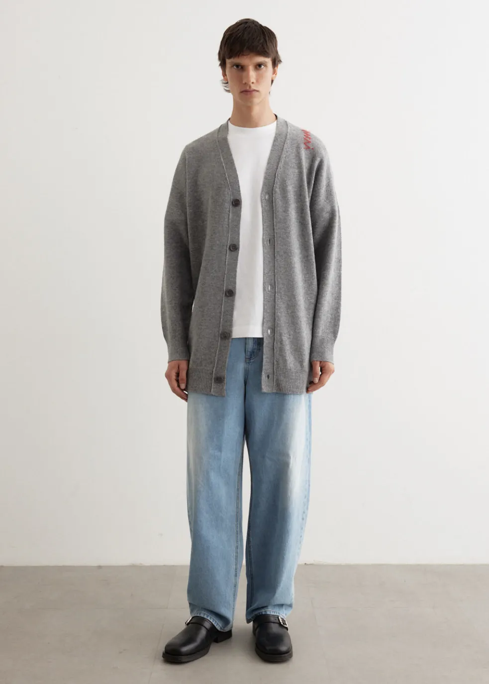 Oversized Embroidered Logo Cardigan