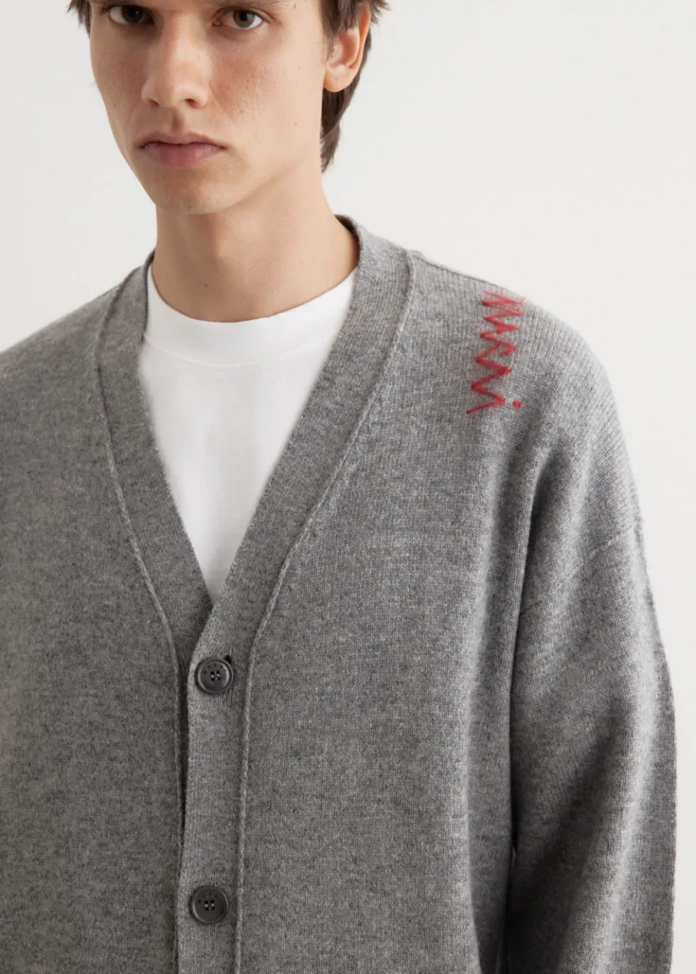 Oversized Embroidered Logo Cardigan