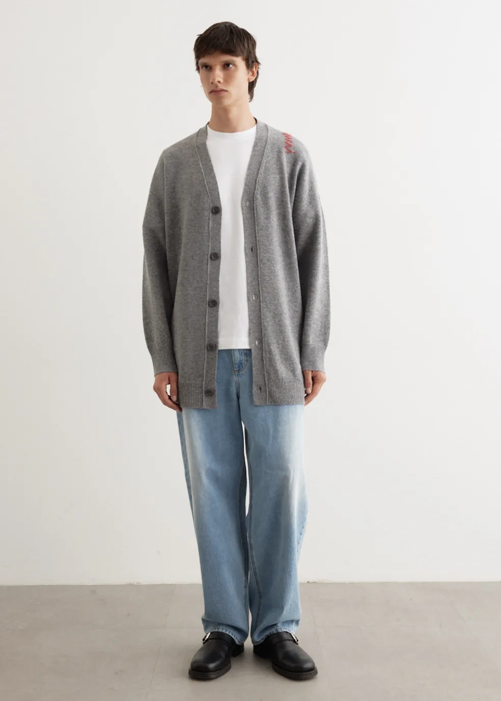 Oversized Embroidered Logo Cardigan