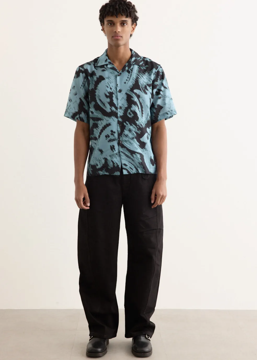 Paisley Print Silk Camp Collar Shirt