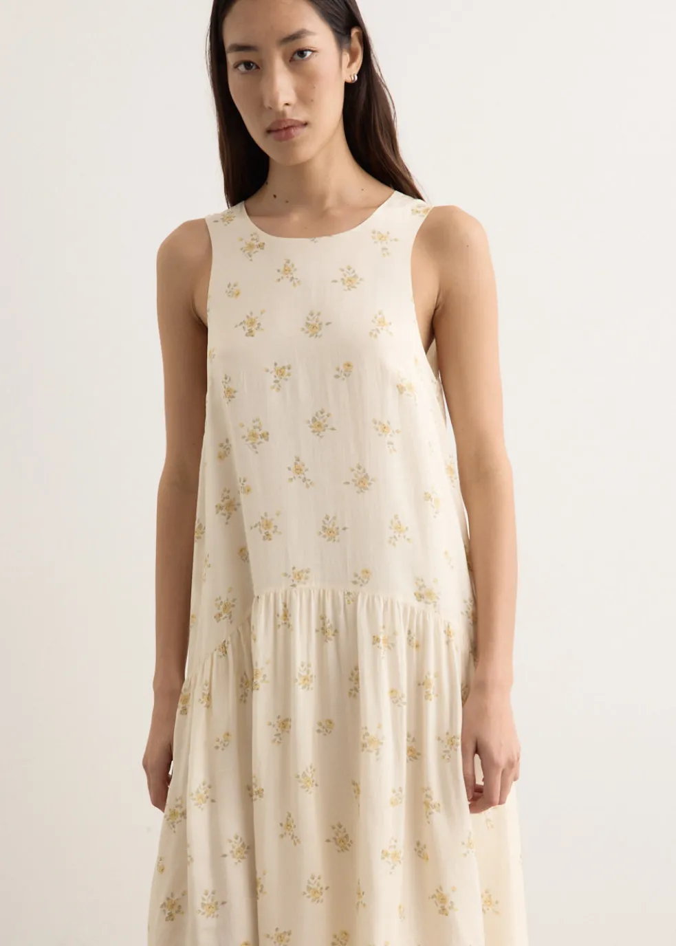 Printed Viscose Habotai Long Dress