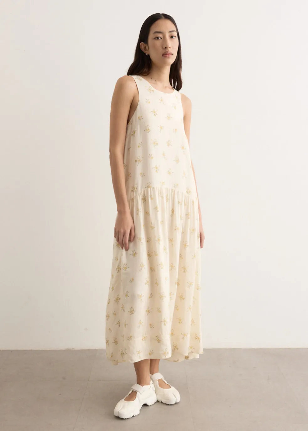 Printed Viscose Habotai Long Dress