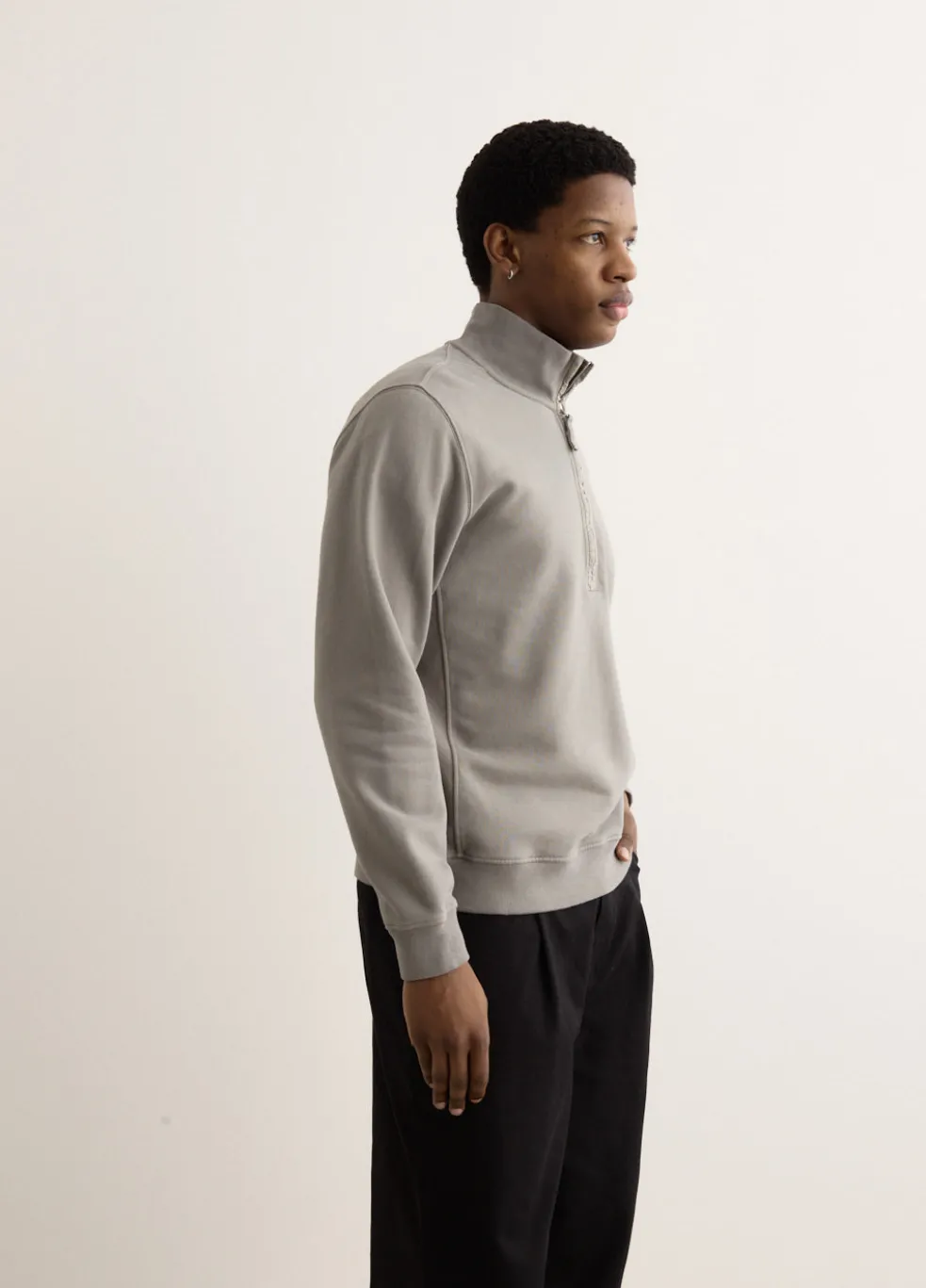 Regular Fit Organic Cotton Badge Half Zip Sweatshirt