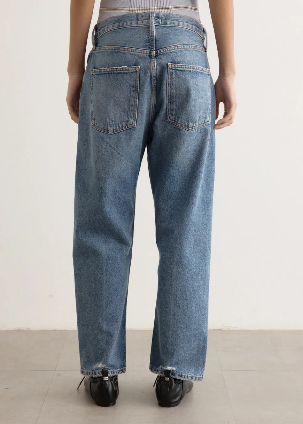 90's Crop Mid Rise Loose Straight Jeans