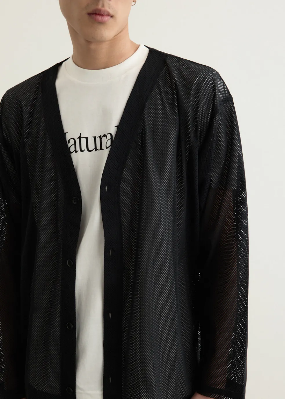 S.S. V Neck Knit Mesh Cardigan