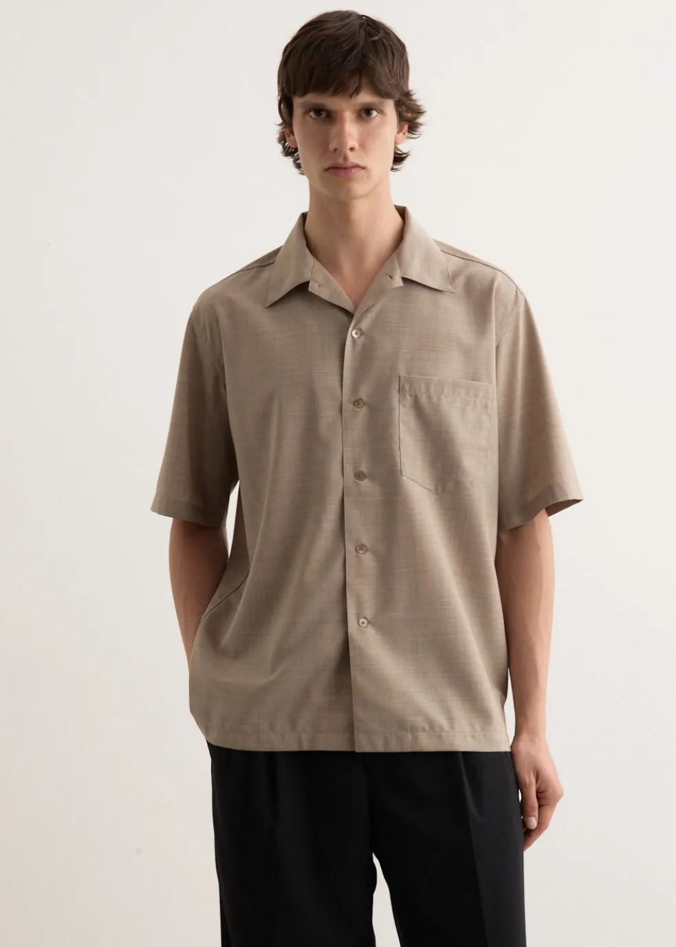 Super Fine Tropical Wool Open Collar Shirt