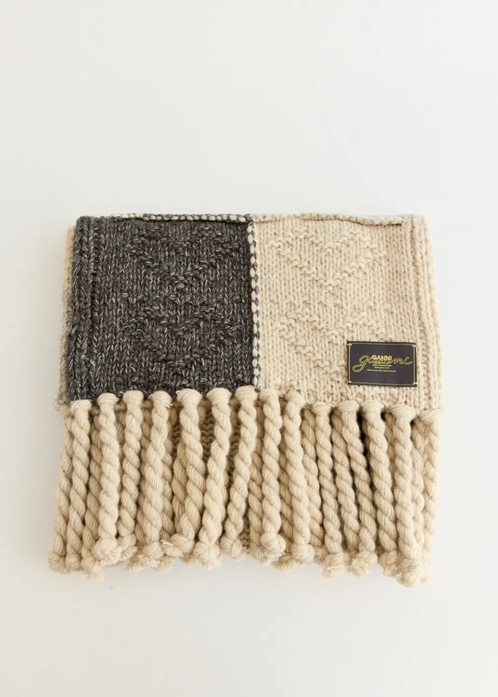 Wool Cotton Mix Knit Scarf