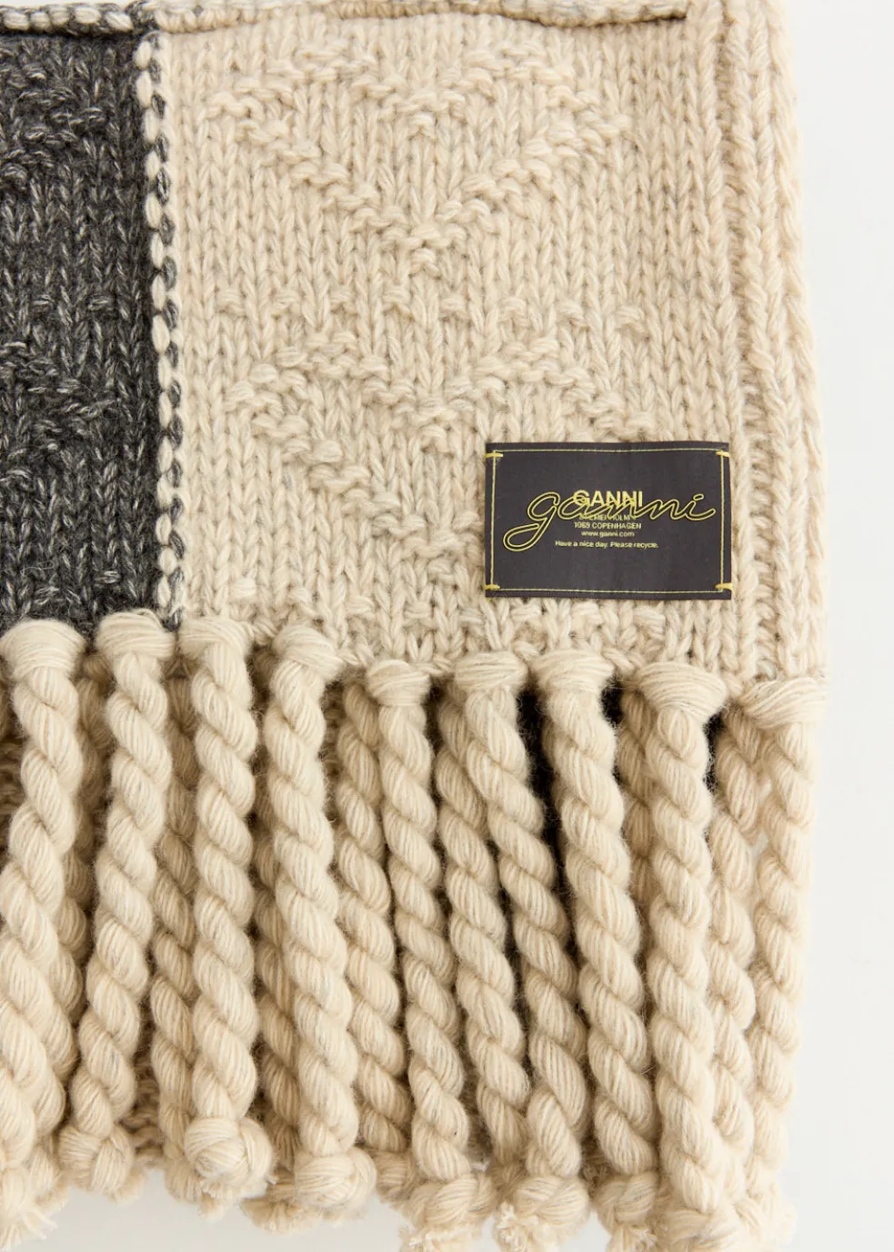 Wool Cotton Mix Knit Scarf